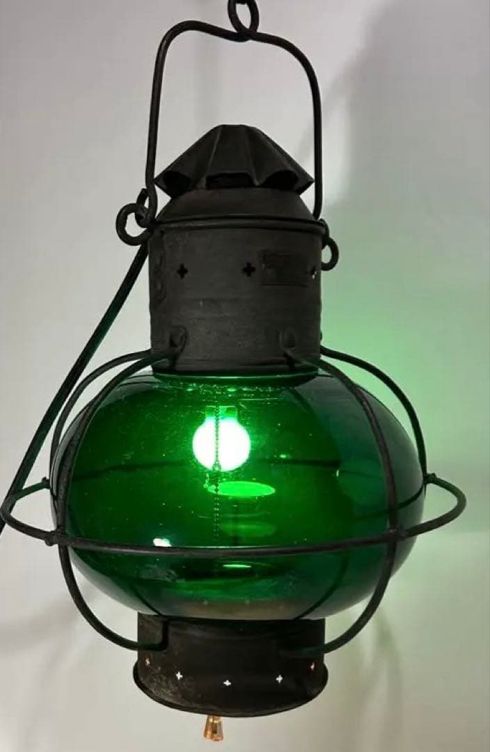 昭和レトロ　船舶用ランタン（吊り下げ/平置き100V電源点灯改造）＜25b14＞
