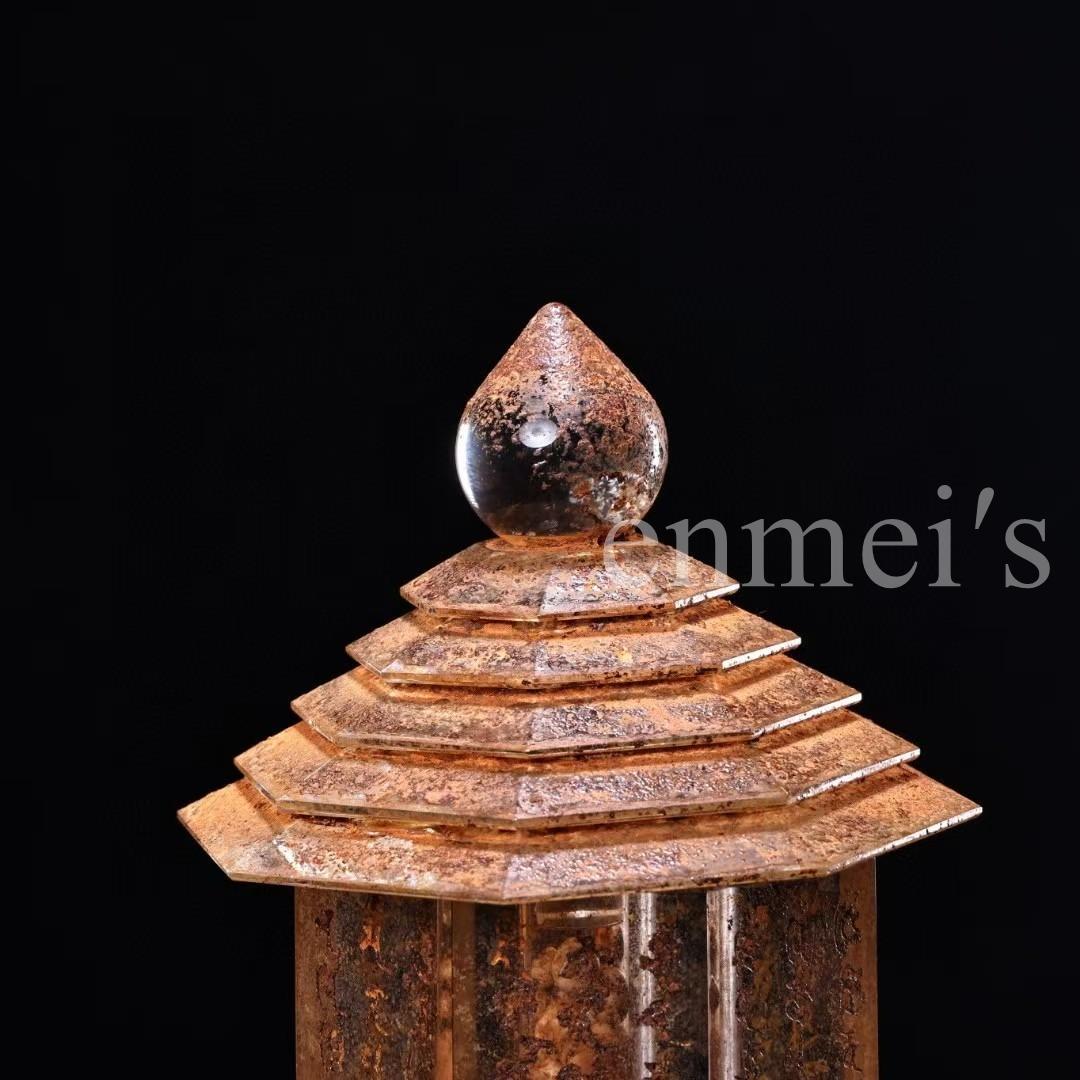 中国古美術·古水晶彫刻款・描金・釈迦牟尼仏祖 舍利塔 セット・金剛舍利子附・細工