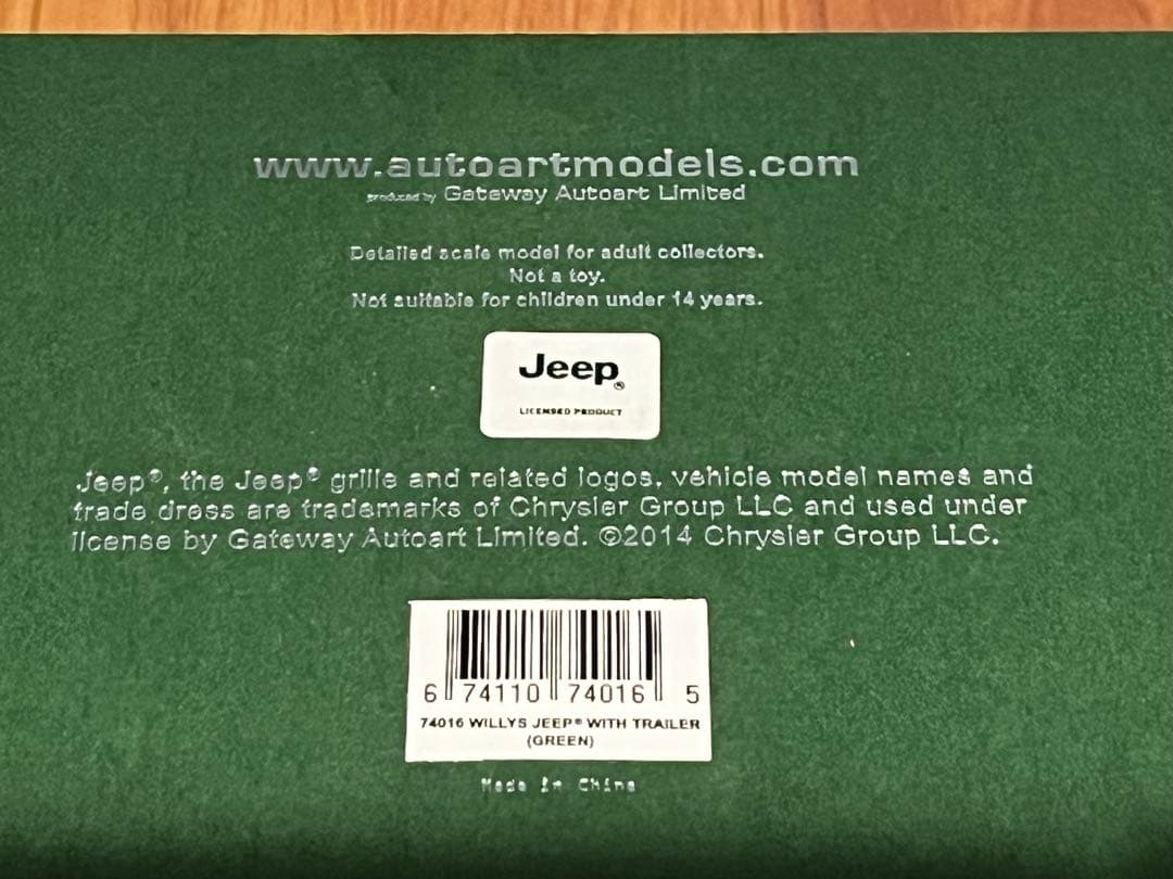 値下げオートアートWillys Jeep 1/18 ジープミニカートレーラー