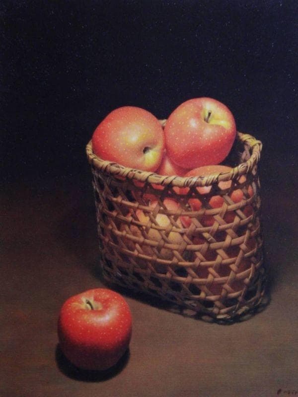 余村展、【林檎】、希少な額装用画集より、新品額装付、状態良好