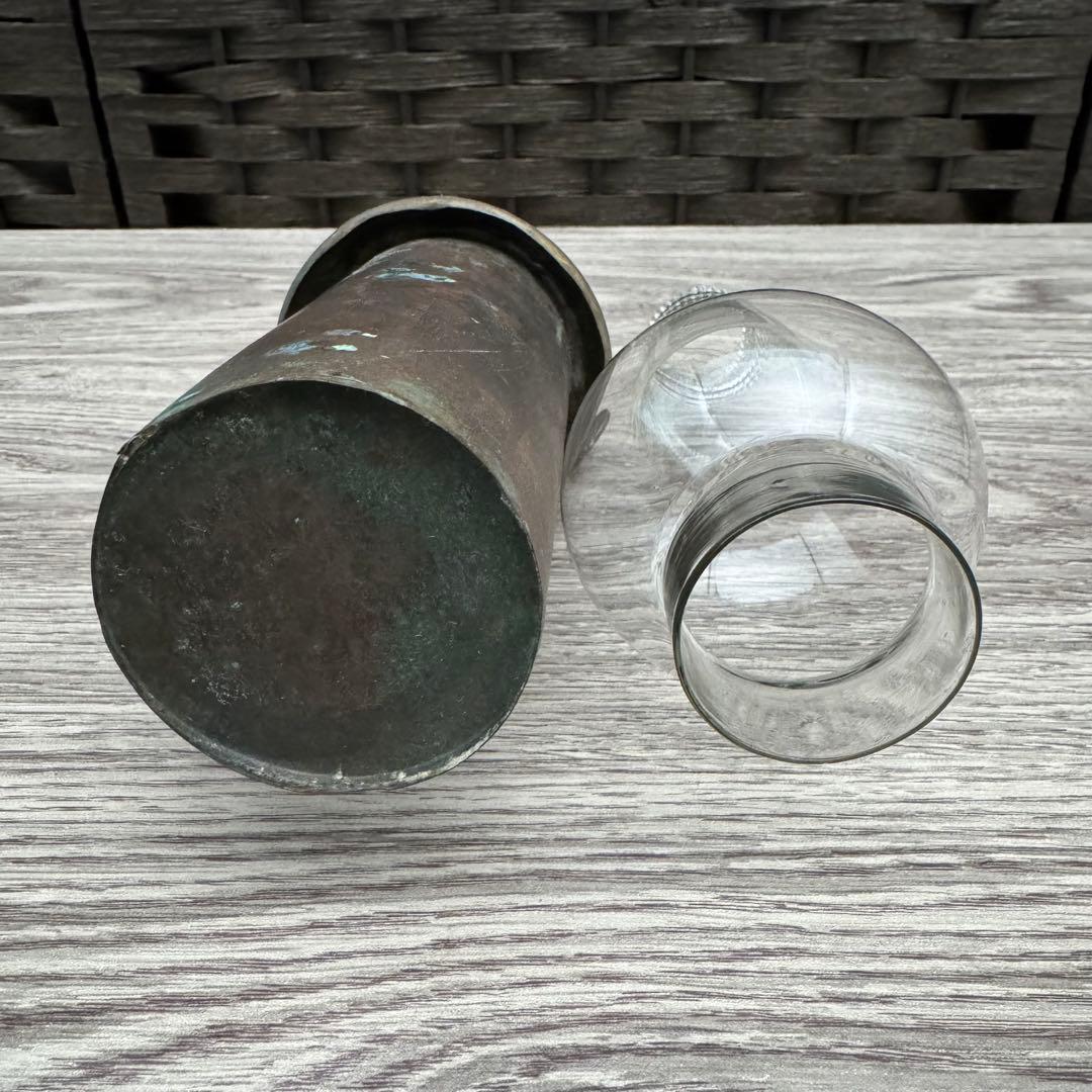 【希少】 オイルランプ 木製台 古道具　　　アンティーク