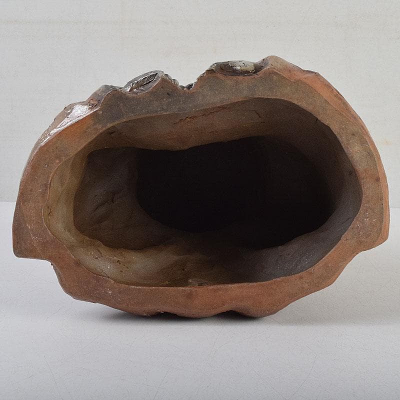 備前焼　福助　置物　縁起物　高さ約16.5㎝　在銘　V　9094