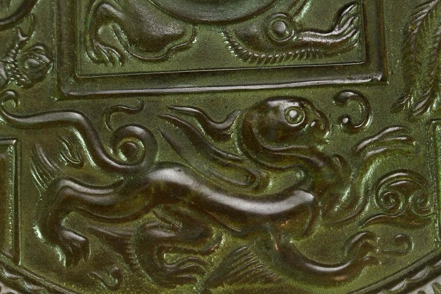 中国美術 銅鏡 獣紋 φ17.5cm 古鏡(K-HA467)