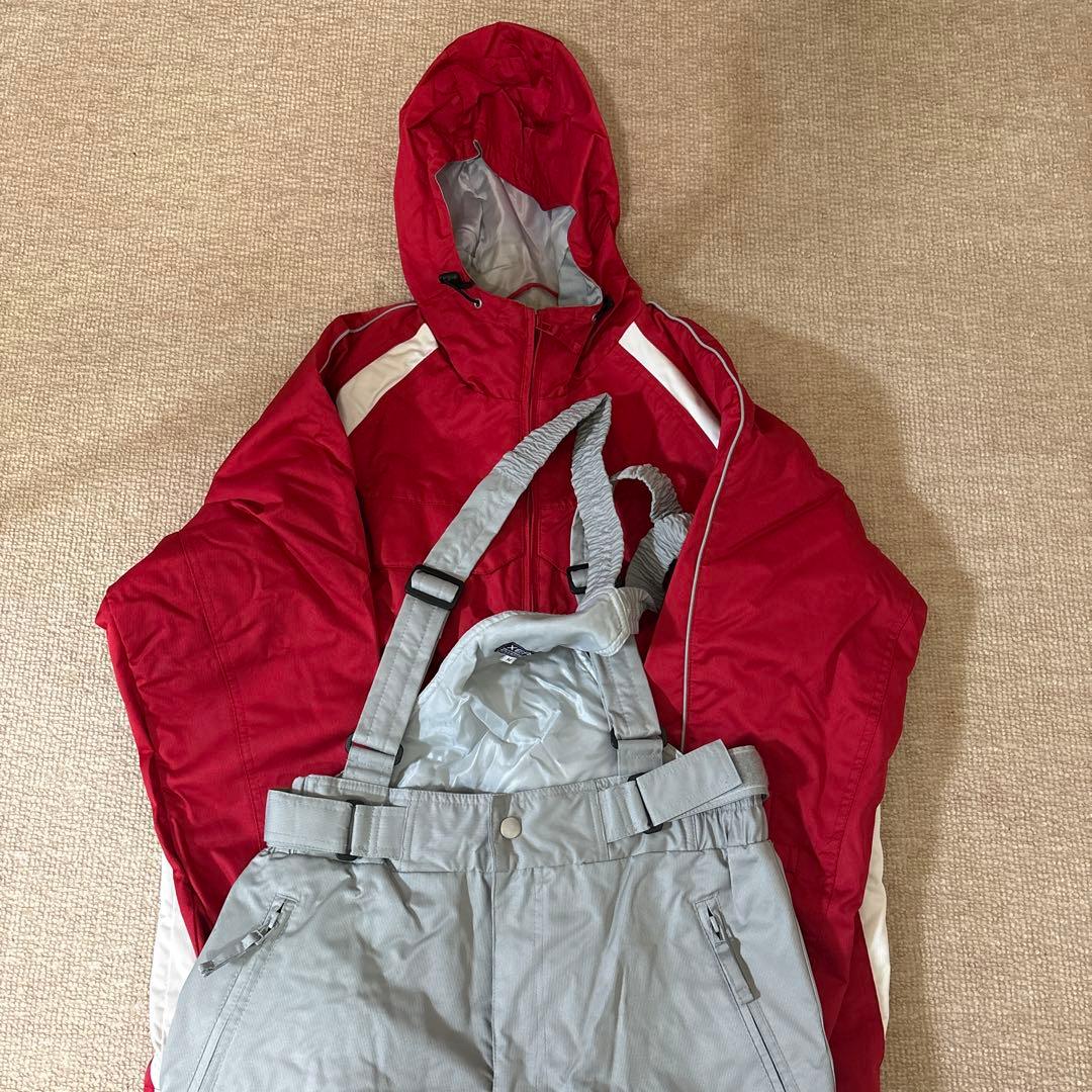 女性用スキーウェア 上下セット 赤/グレー　XERES