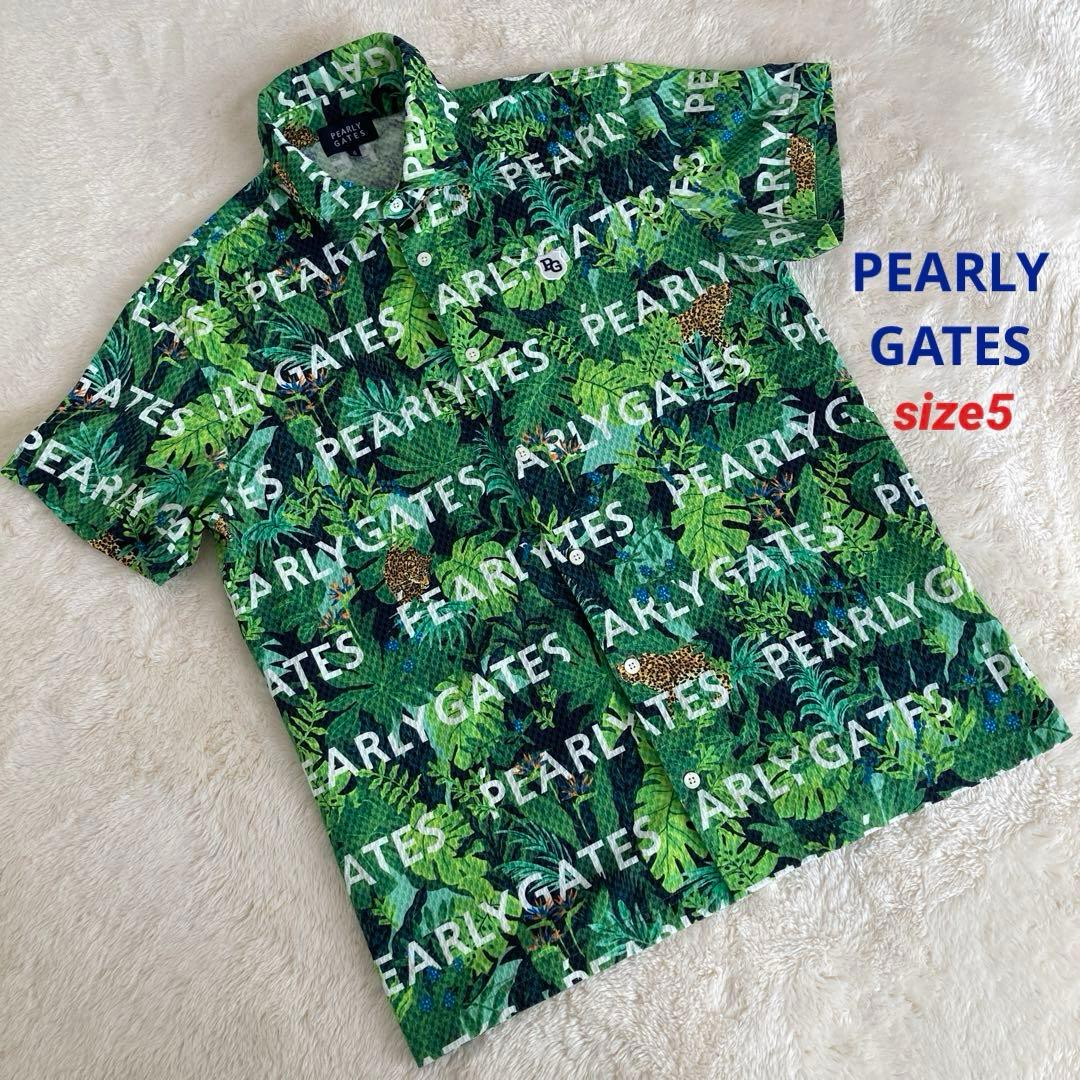美品！パーリーゲイツ　シアサッカー ジャングル 半袖シャツ　size5