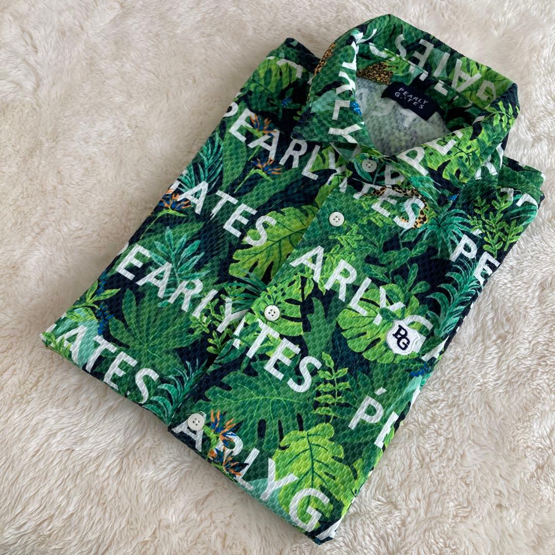 美品！パーリーゲイツ　シアサッカー ジャングル 半袖シャツ　size5