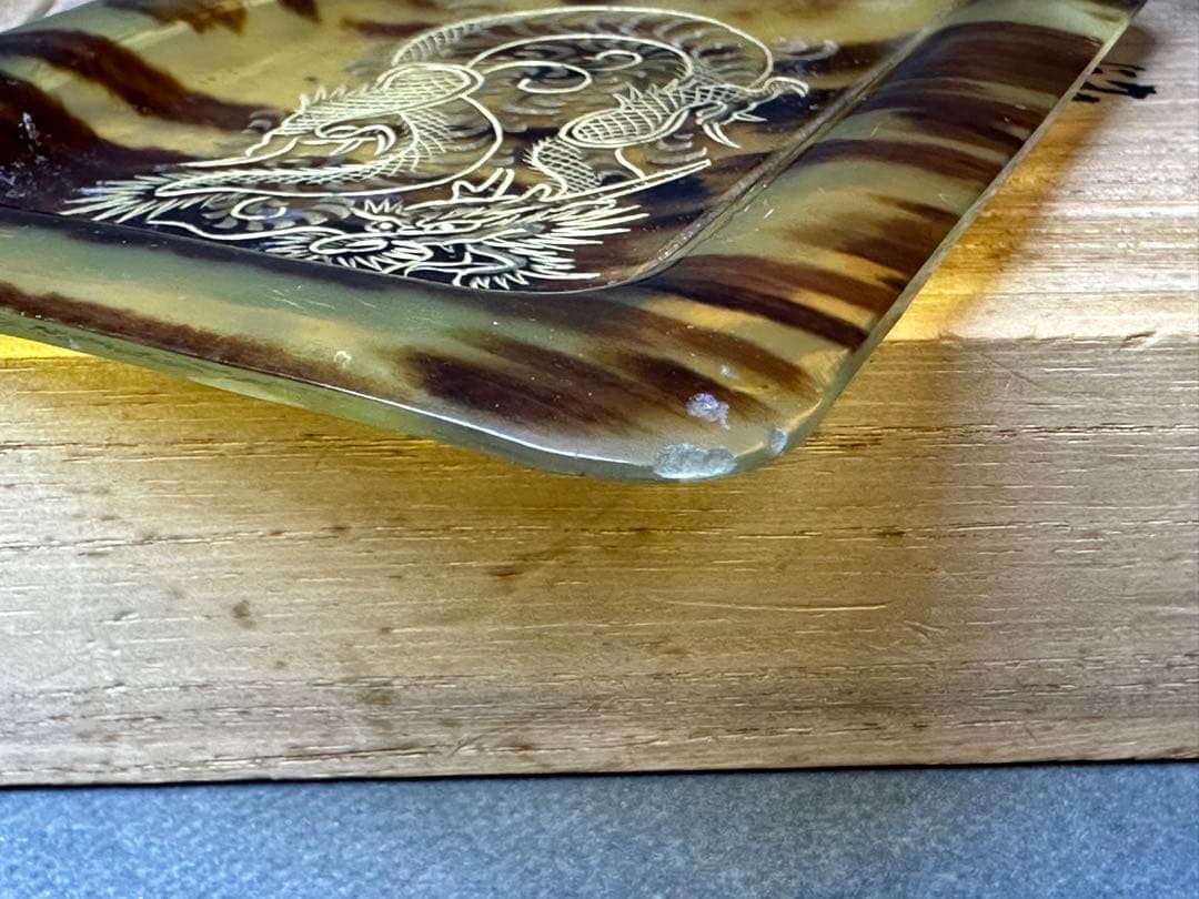 本鼈甲　べっ甲　銘の盆　和装小物　古美術品彫刻 細密細工　骨董　アンティーク