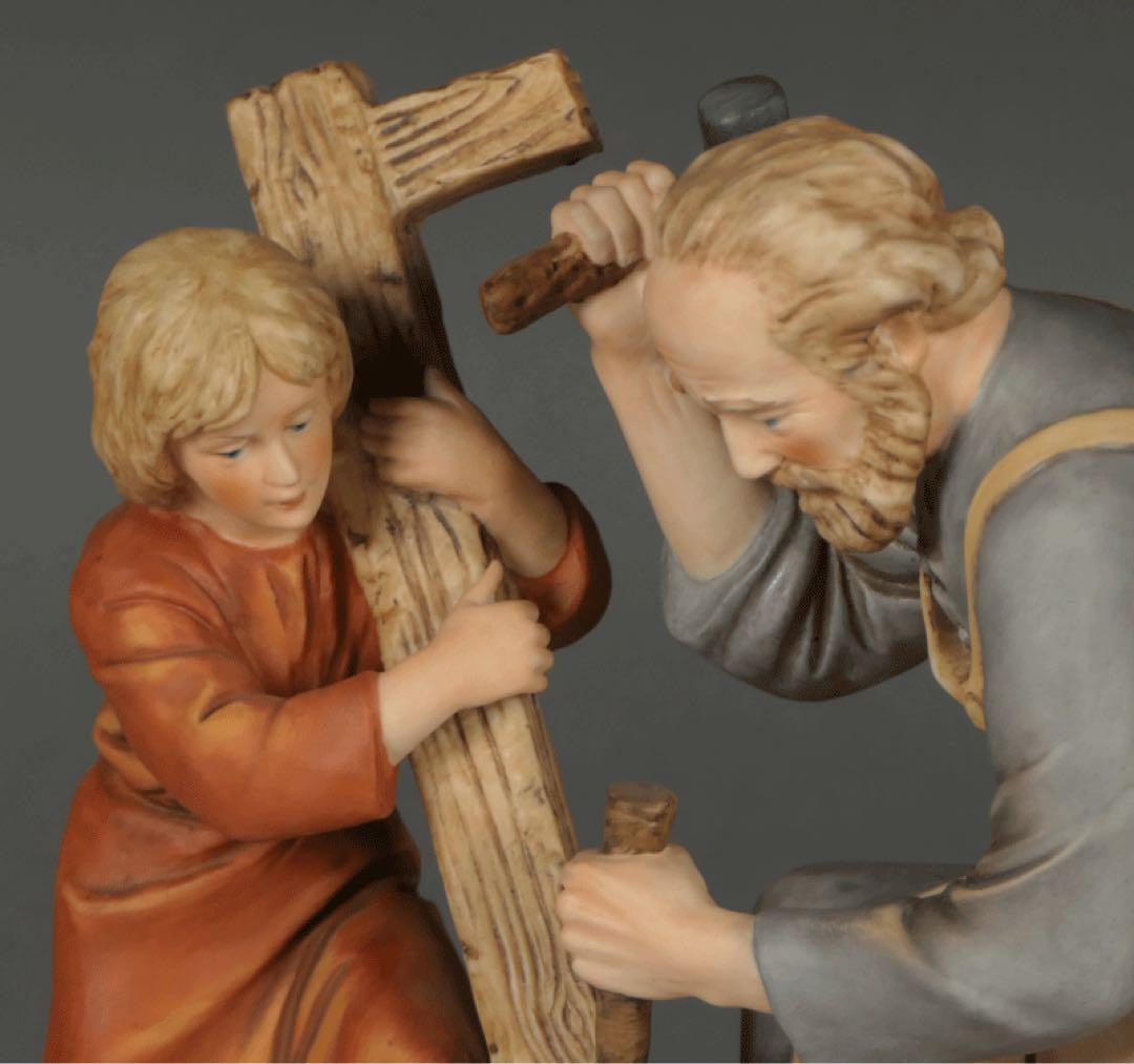 【聖父子 イエスとヨセフ 】 陶器 西洋彫刻 キリスト教美術