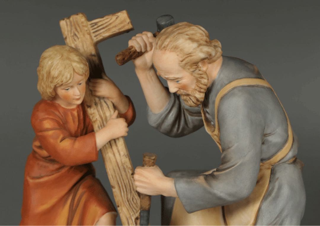 【聖父子 イエスとヨセフ 】 陶器 西洋彫刻 キリスト教美術