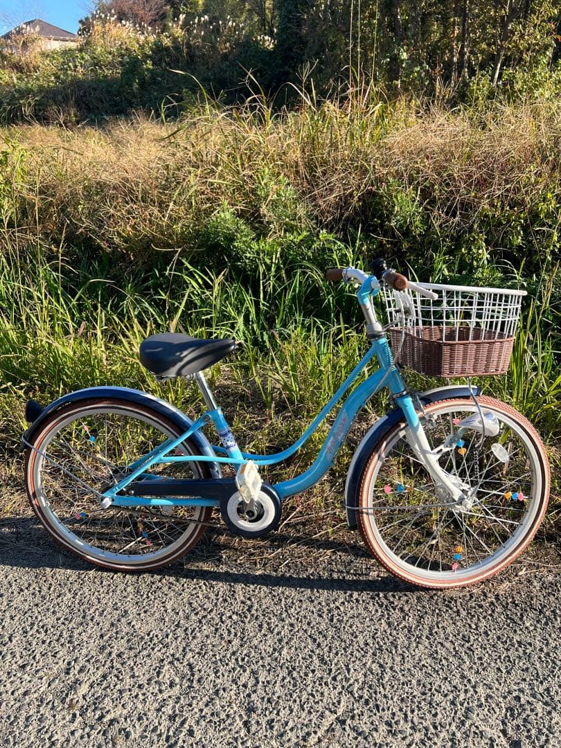 名古屋市内お届け無料22インチジュニアサイクル青い子供用自転車 バスケット付き