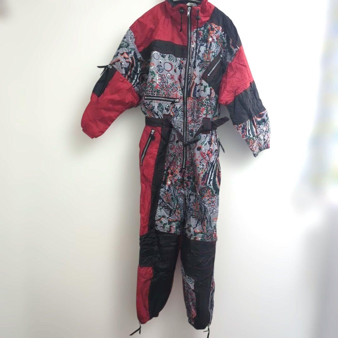 レトロ ヴィンテージ 総柄 スキーウェア つなぎ ジャンプスーツ