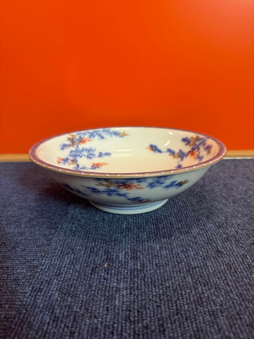 2058 オールド深川製磁　染付紅葉　鉢　時代物