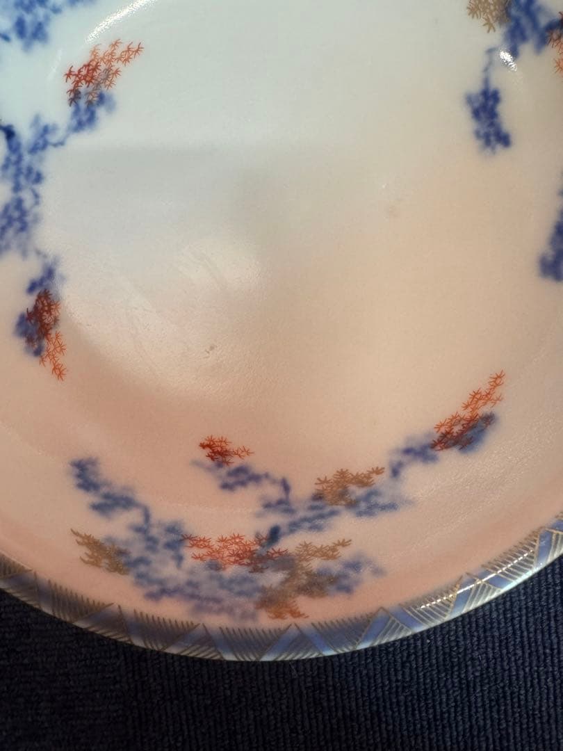 2058 オールド深川製磁　染付紅葉　鉢　時代物
