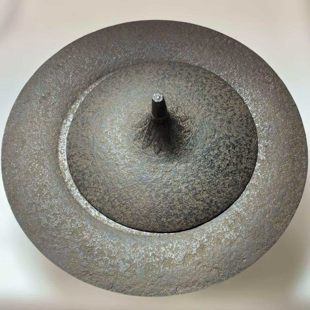 南部鋳物 3代目高橋萬治 作 円形蓋付製品 印有り アンティーク 非常に希少品