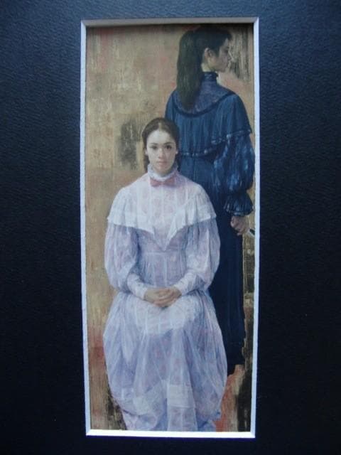 柳沢淑郎【女優二人】希少画集画、状態良好、新品高級額装付