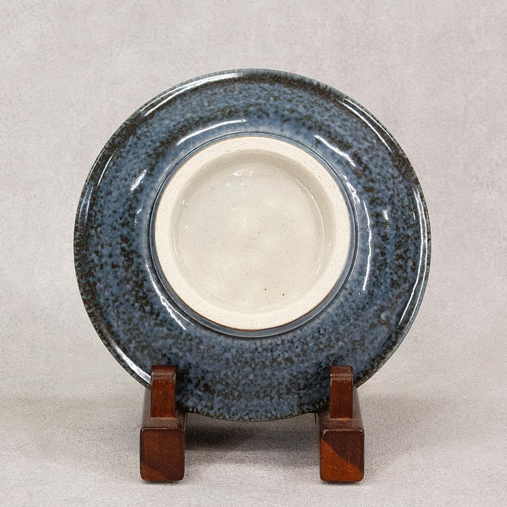 河井久 飾り皿「桔梗文鉢」直径20.5 共箱 河井寛次郎・河井武一に師事 民芸