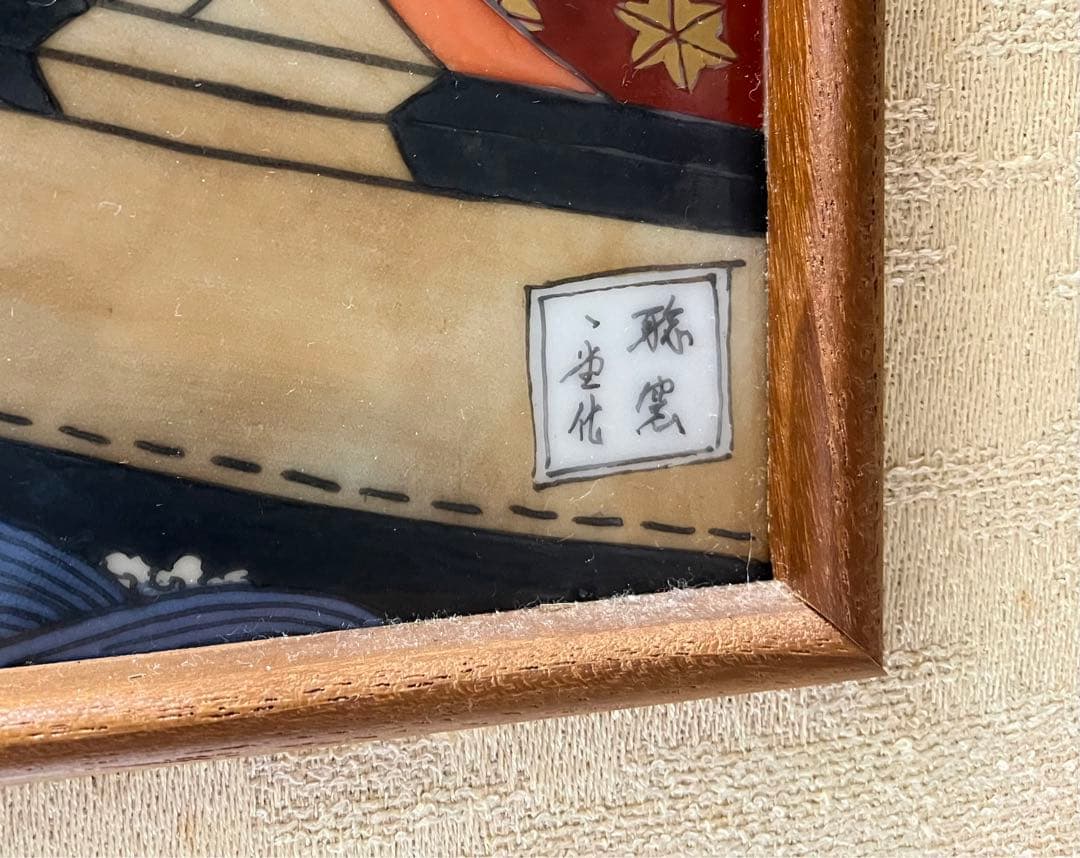 H40 有田焼聡窯　辻一堂作　浮世絵屏風