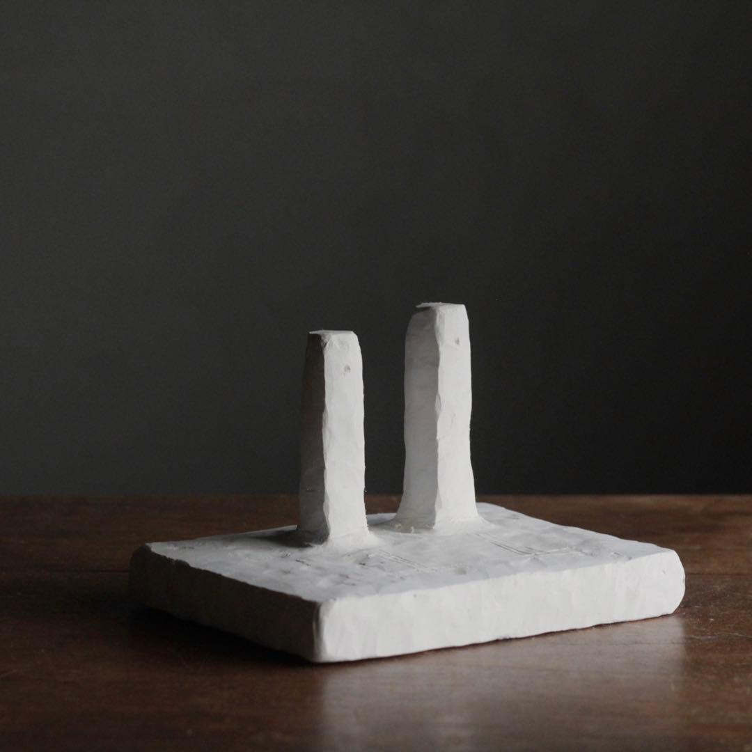 石塑粘土 立体 「ふたつの塔のある建物」現代美術 sculpture オブジェ