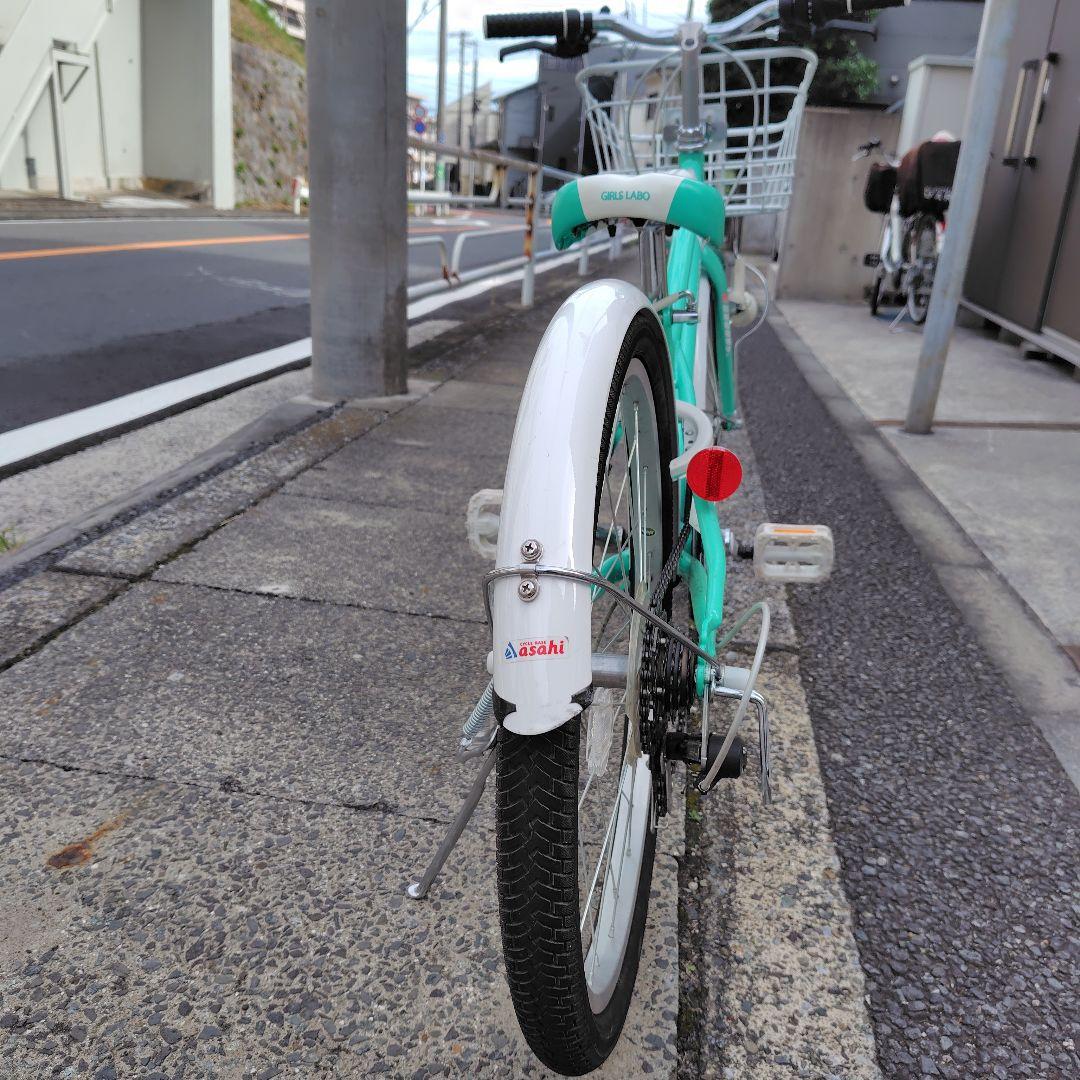 22インチ6段変速付き　アサヒ ジュニアシティ ターコイズ 自転車ヘルメット付き