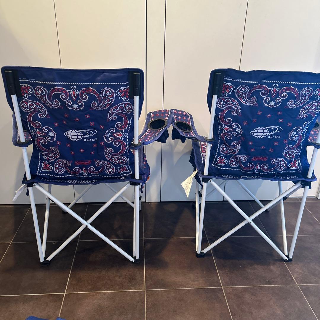 Coleman×ビームス バンダナ柄 アームチェア2脚 同柄シート 計3点セット