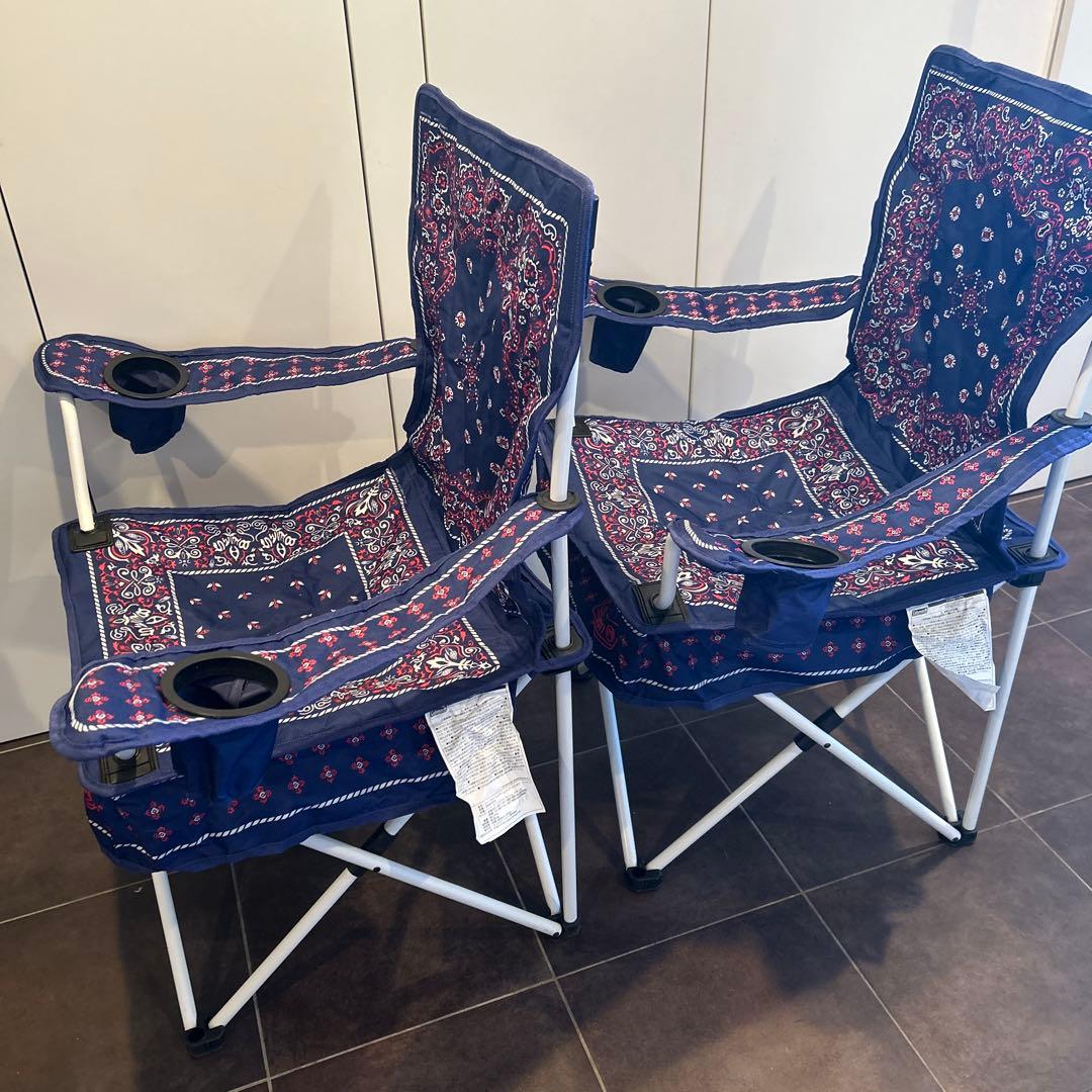 Coleman×ビームス バンダナ柄 アームチェア2脚 同柄シート 計3点セット