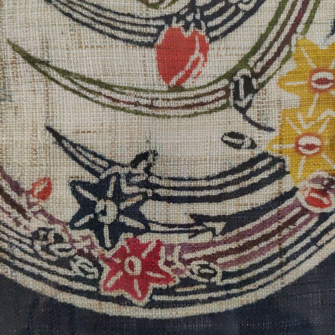 沖縄芭蕉布 紅型（びんがた）染付 円形花柄紋様　伝統工芸品