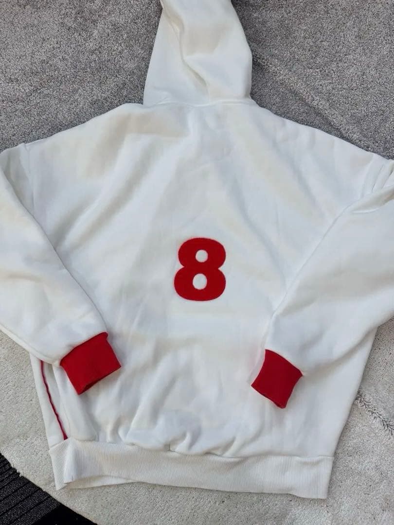 ホワイト フード付きスウェット MARINE MUTA 8