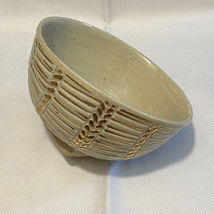 お茶碗　俵　露光窯　冬柴文廣造　茶道具