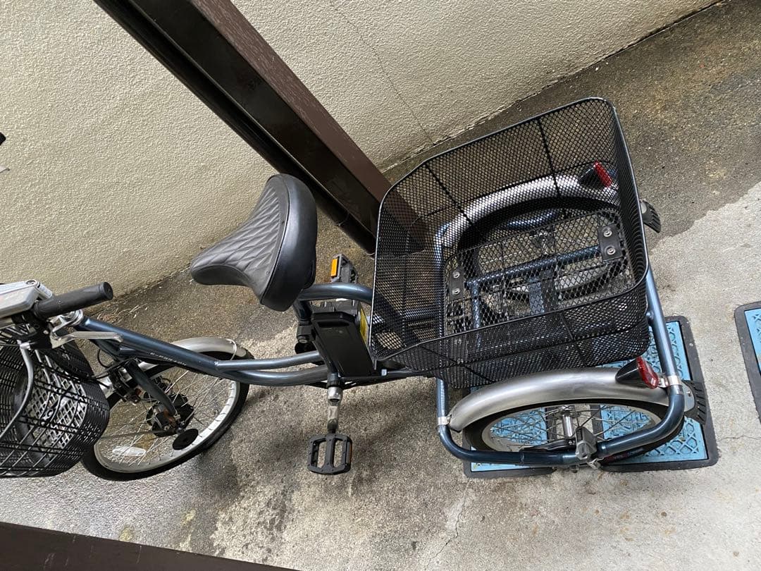 電動アシスト三輪車 グレー 2カゴ