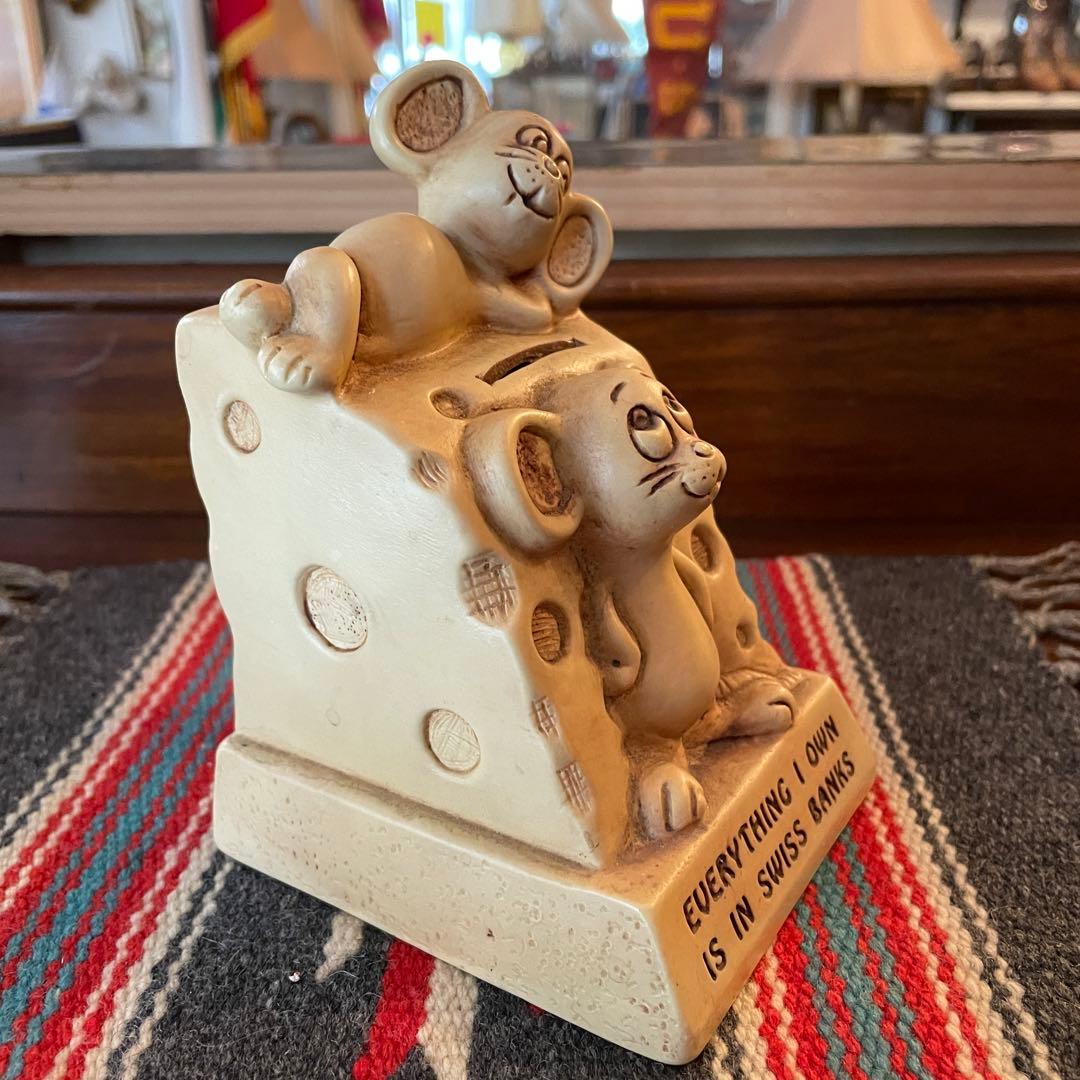 70s チーズ&ネズミメッセージドール貯金箱　アメリカUSAヴィンテージ雑貨