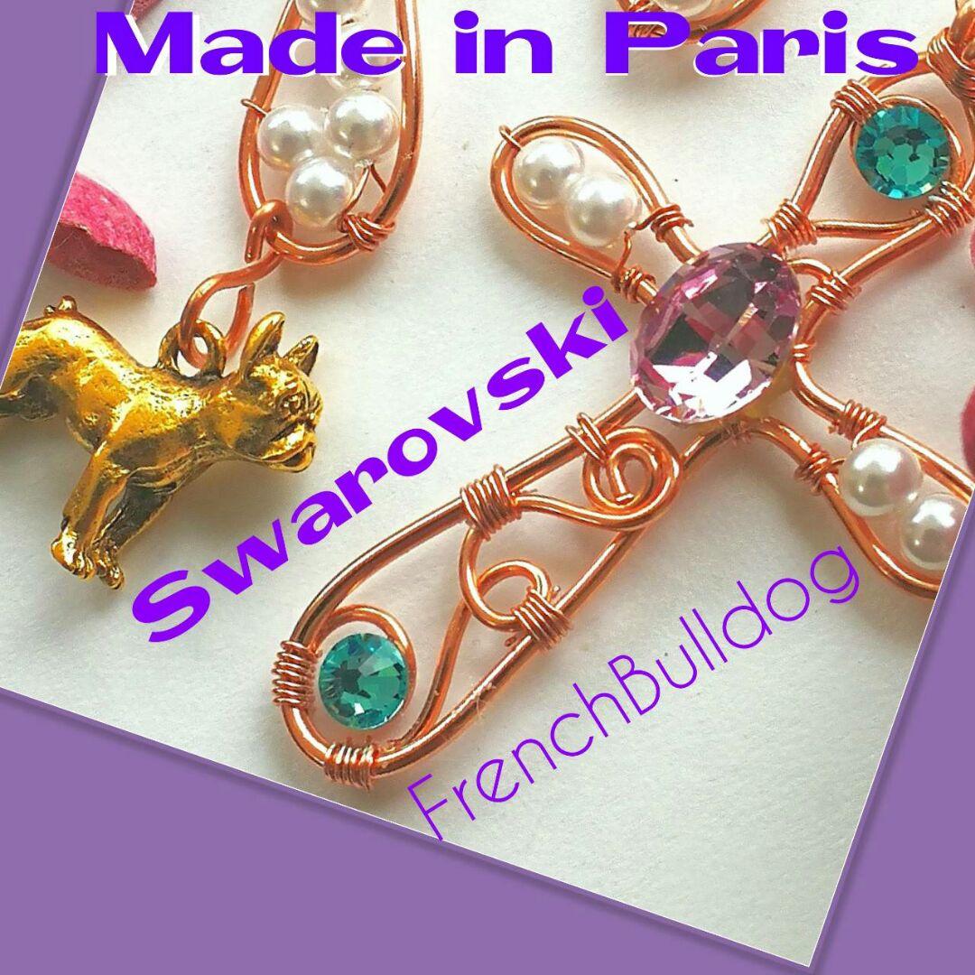 14kgf  パリ購入❤新品 フレンチブルドック 公式スワロフスキー　ピアス
