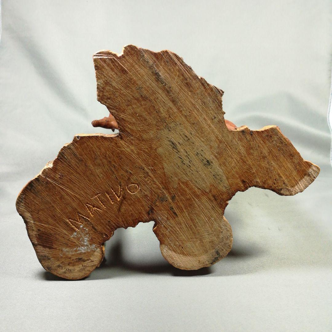 アフリカ　木彫　置物　キリン　彫刻　サイン　作家物