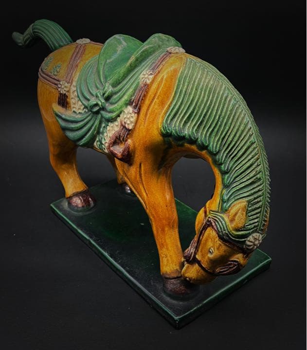 美術品 唐三彩 置物 馬