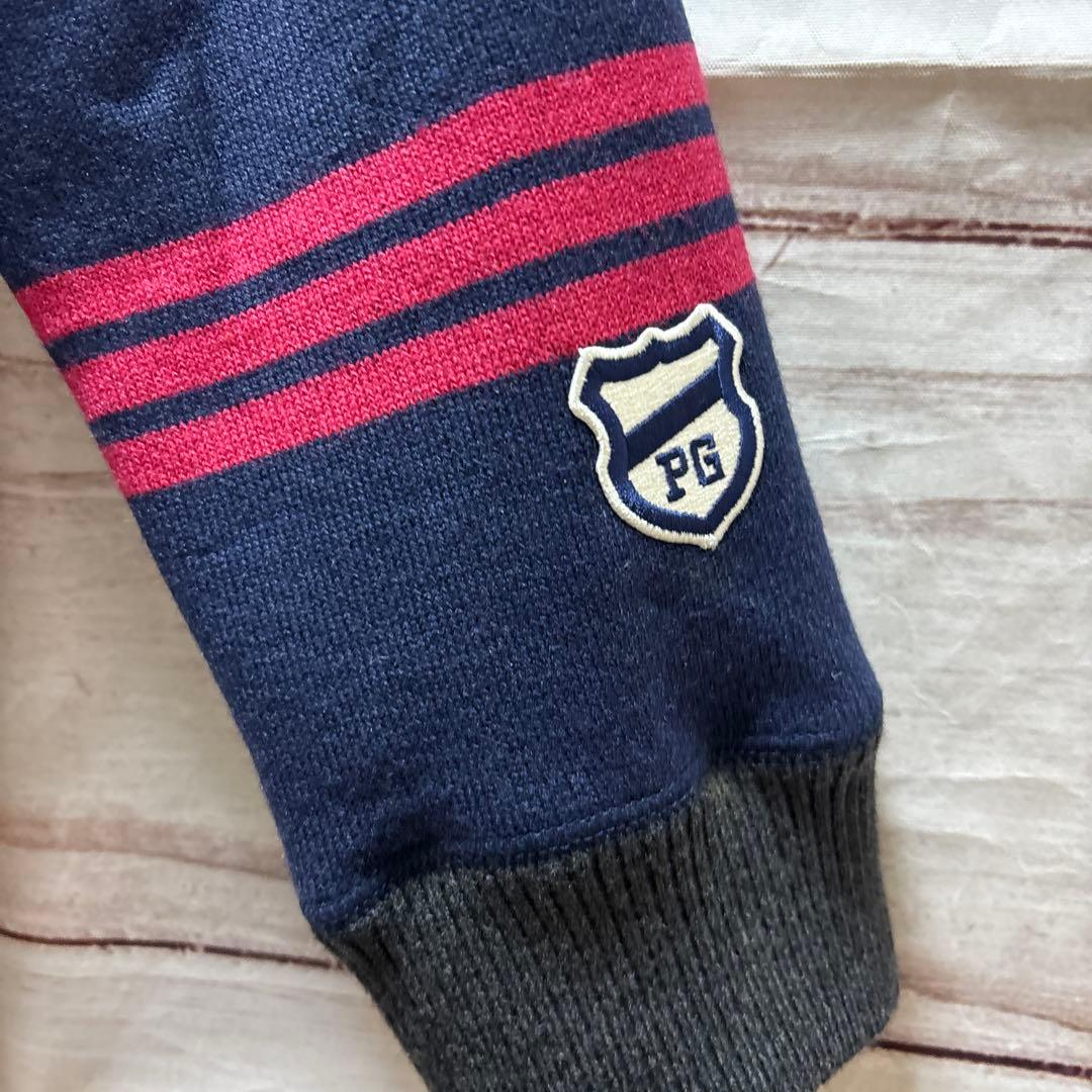 PEARLY GATES ボーダー柄 ニットブルゾン ワッペン ダブルジップ