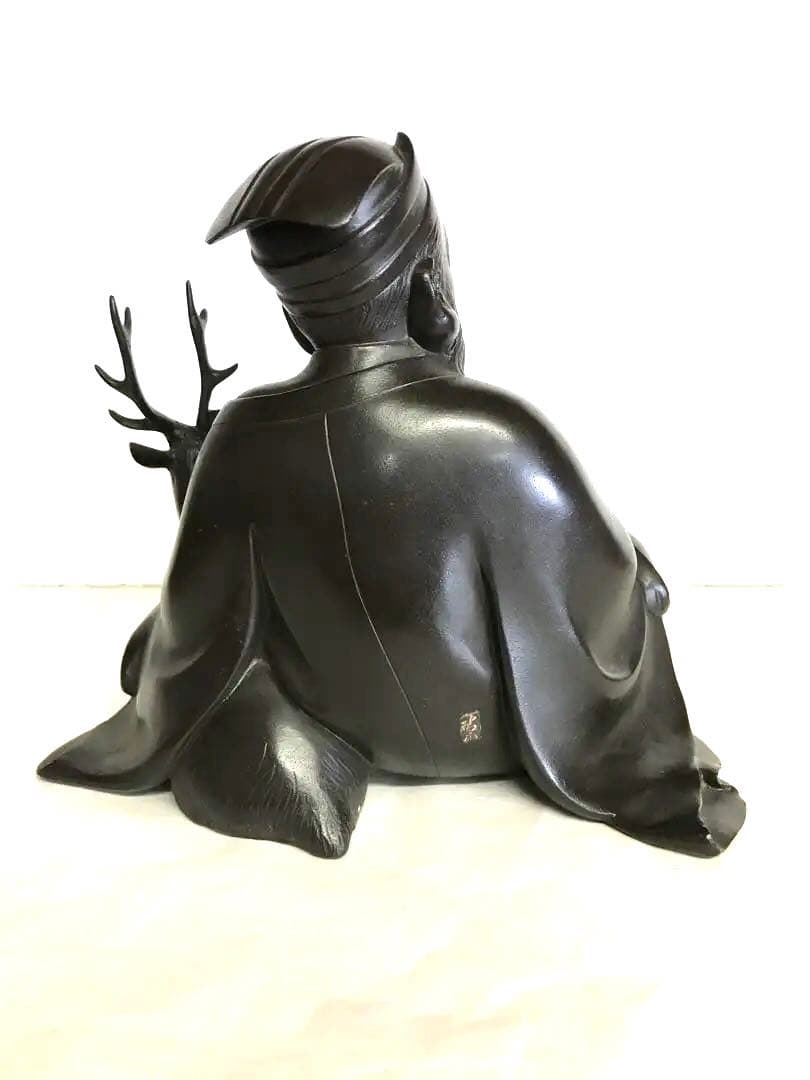 銅製 :鹿寿老人座像