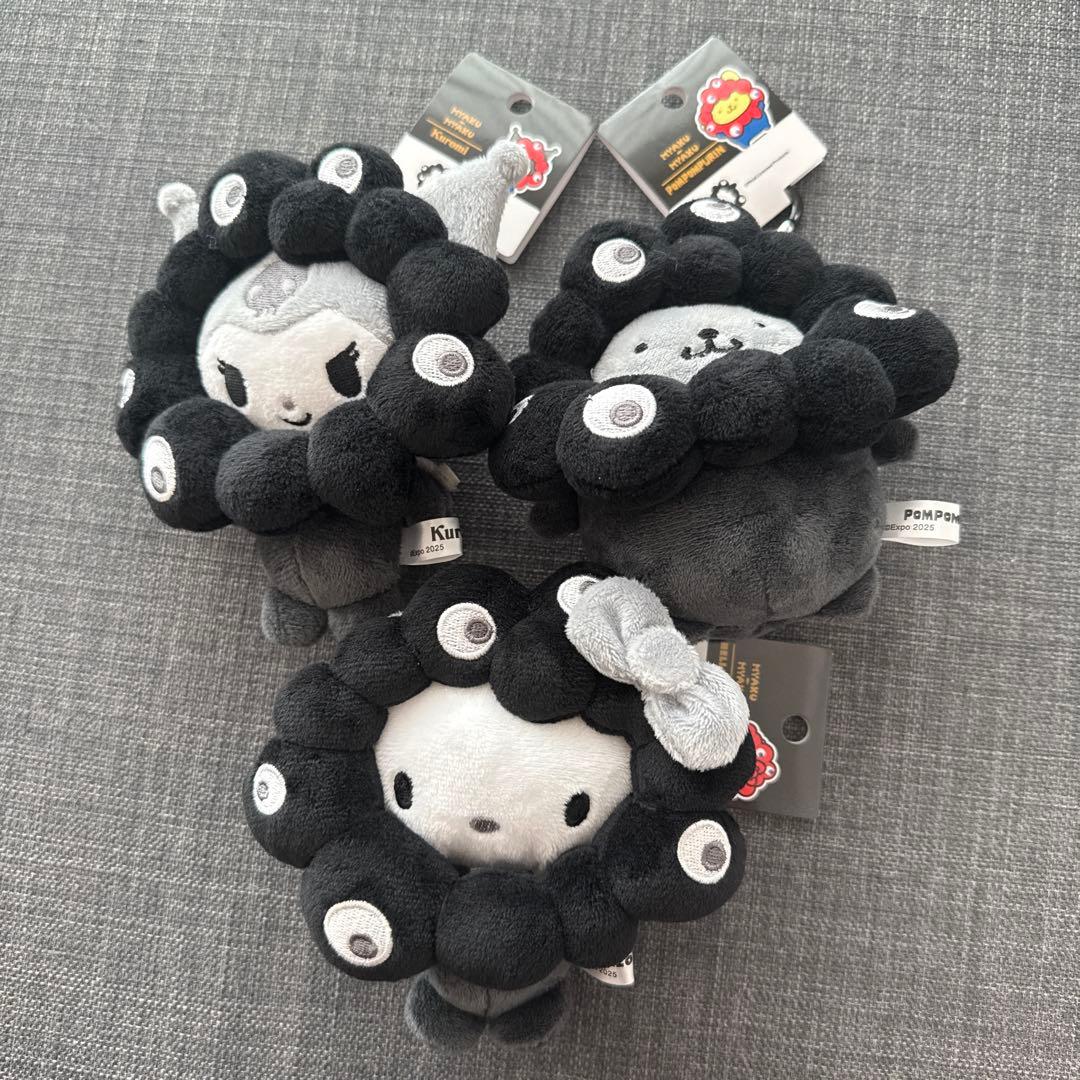 黒ミャクミャクサンリオキティクロミポムポムプリン3体セット