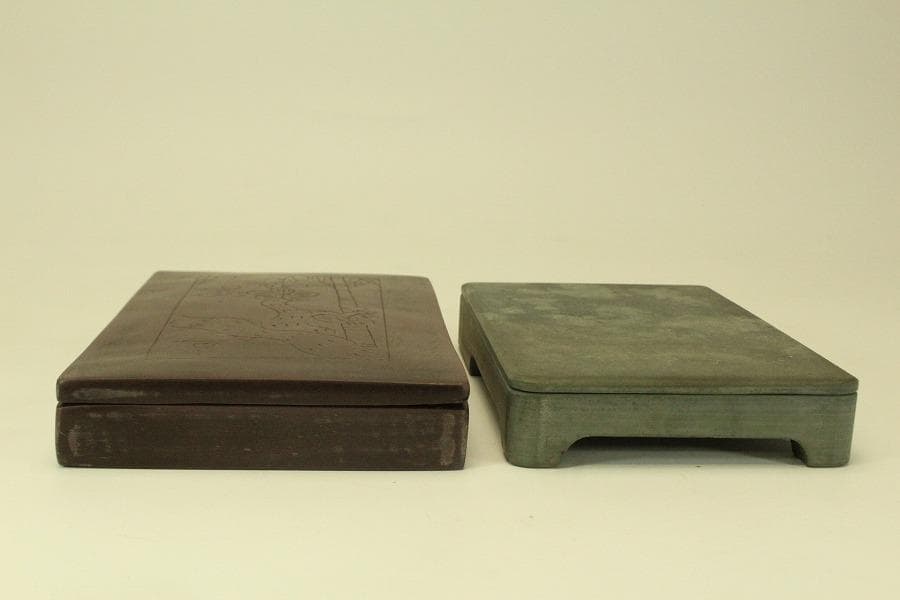 古い 文房具 硯 二面 筆 三本 まとめて(ZE538)