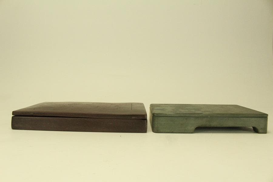 古い 文房具 硯 二面 筆 三本 まとめて(ZE538)