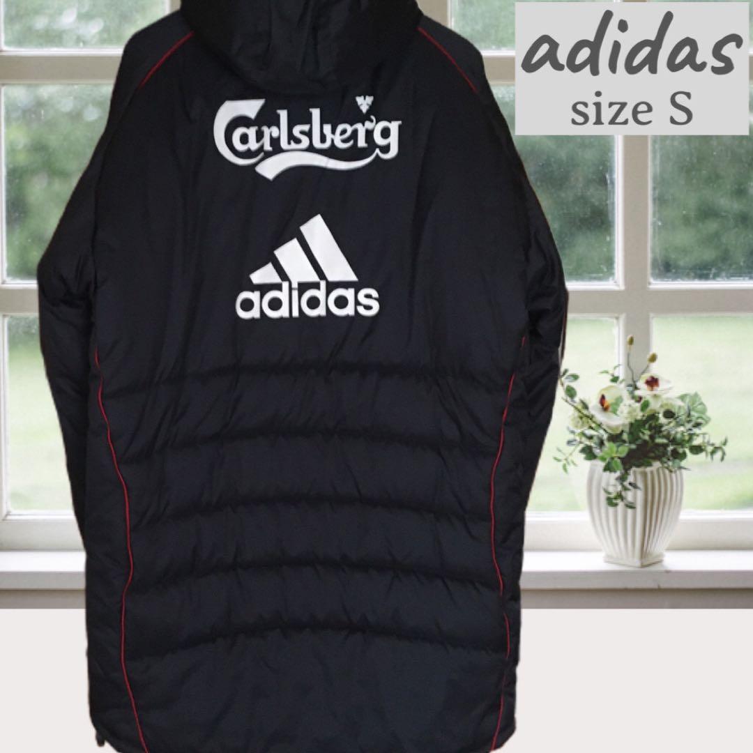adidas リヴァプール パデッドジャケット 中綿ハーフ丈 襟袖フリース 防寒