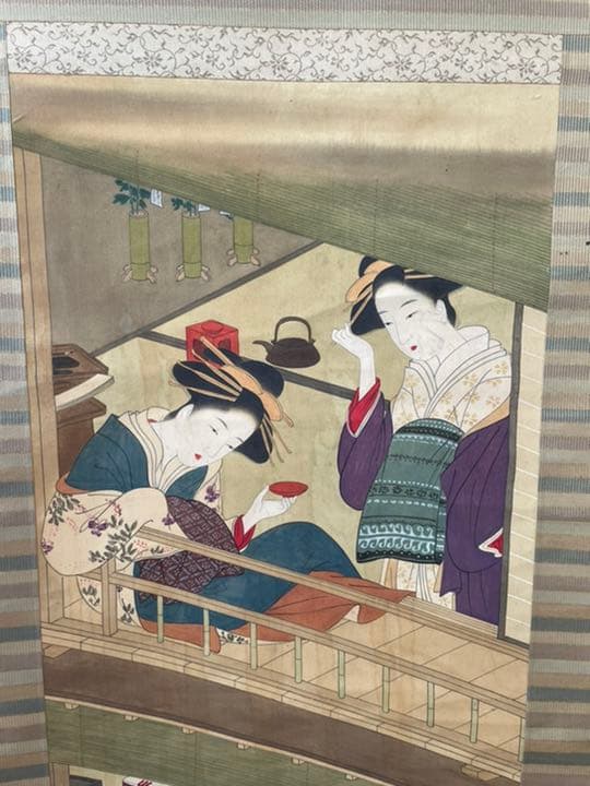 勝川春章　肉筆　浮世絵　美人図