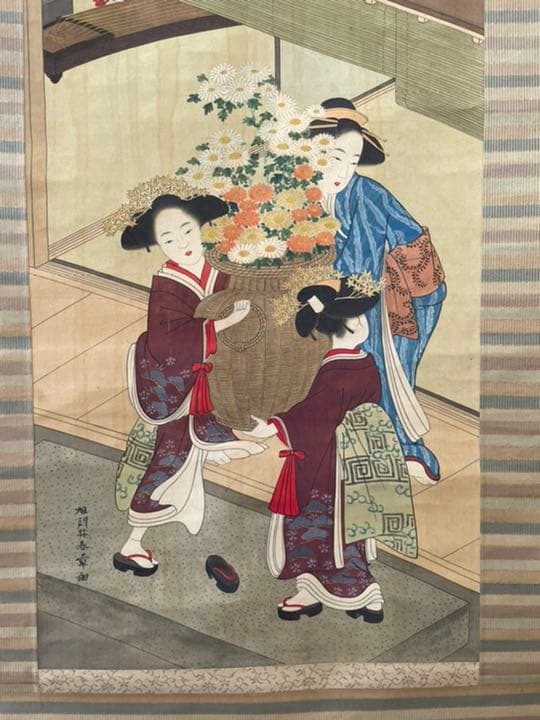 勝川春章　肉筆　浮世絵　美人図