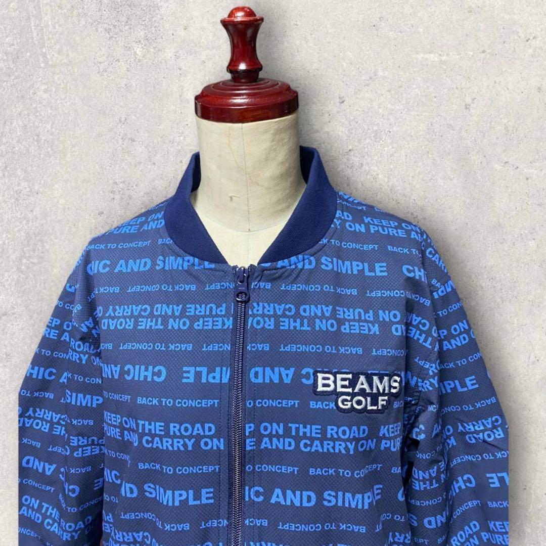 BEAMSGOLF メッセージプリント ブルゾン ネイビービームスゴルフ