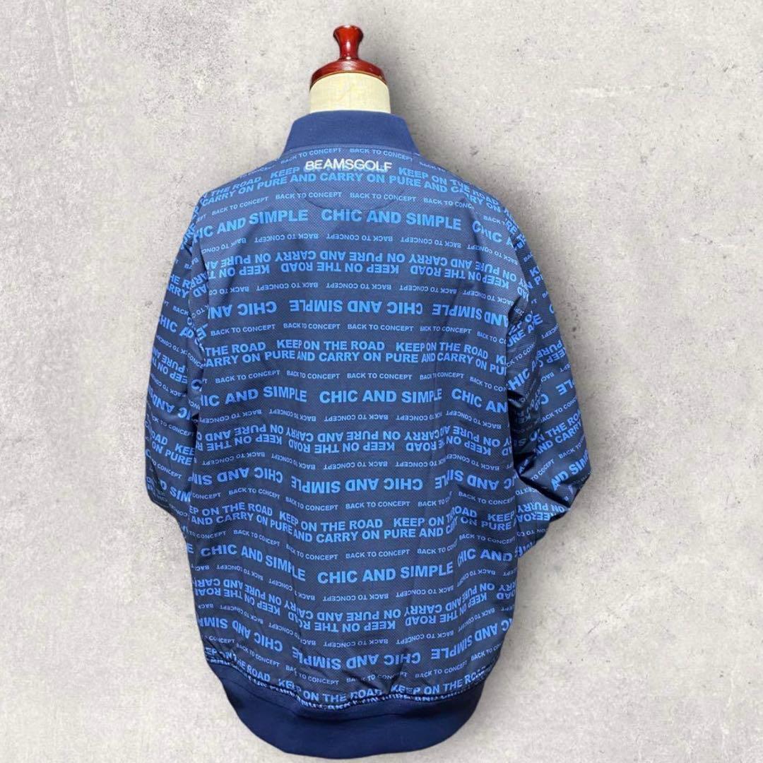 BEAMSGOLF メッセージプリント ブルゾン ネイビービームスゴルフ