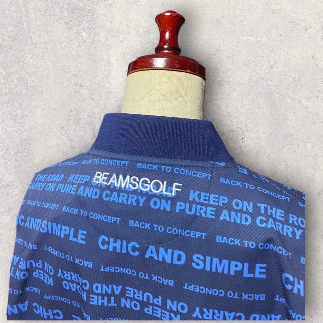 BEAMSGOLF メッセージプリント ブルゾン ネイビービームスゴルフ