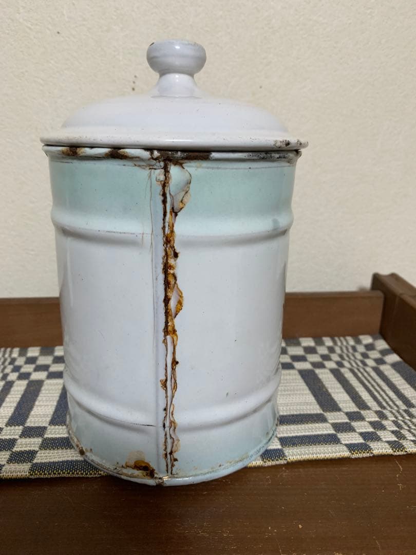 アンティーク　japy パンジー　ホーローキャニスター　ヴィンテージ