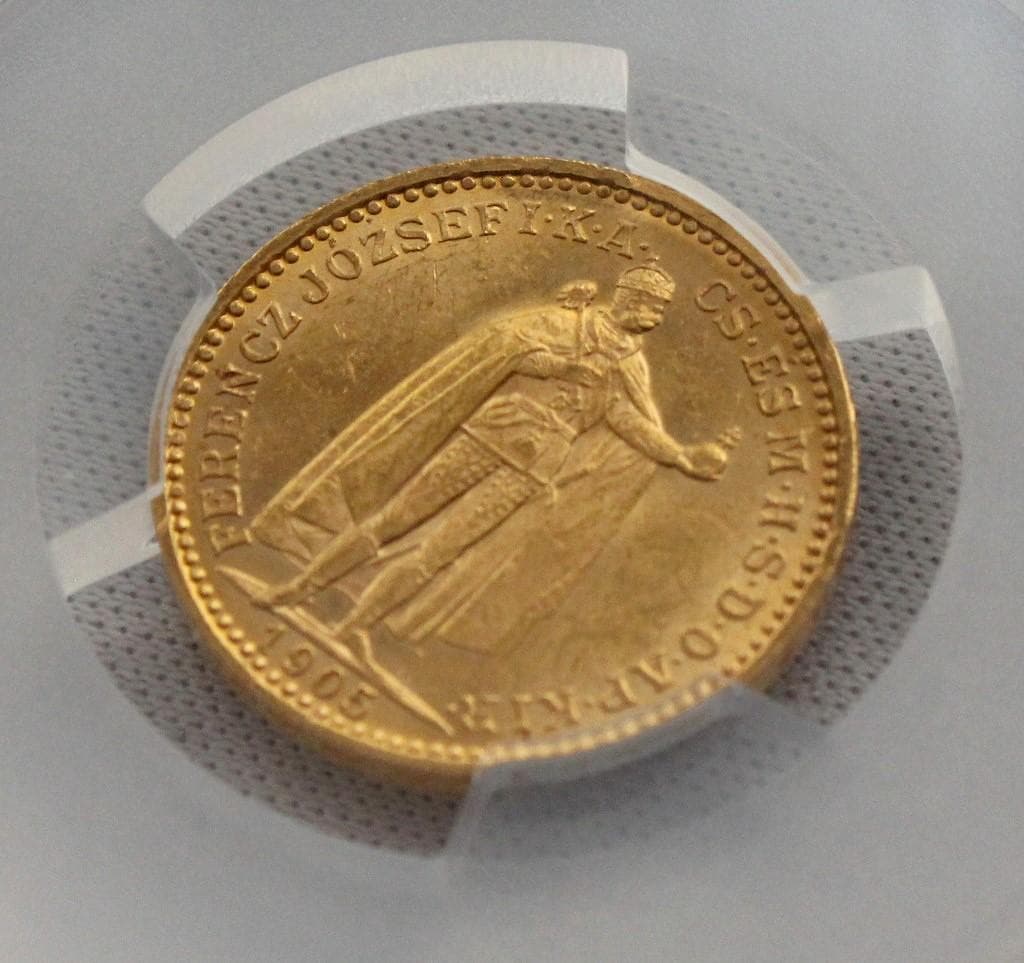 1905年 ハンガリー フランツ・ヨーゼフ 20コロナ金貨 PCGS MS62＋