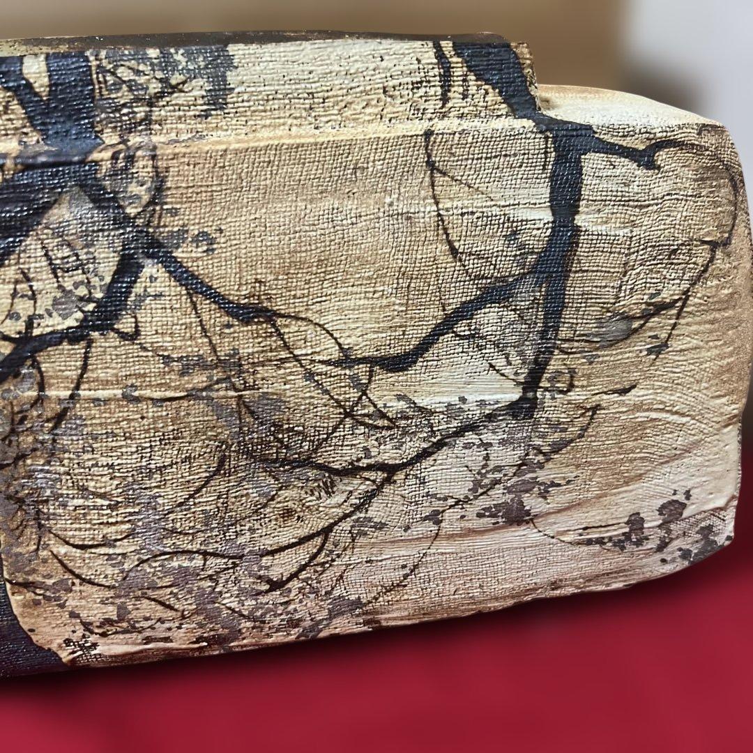 三宅洋司 先生大作　平成15年度陶芸展代表作品　抜絵金銀彩桜紋扁壺　共箱