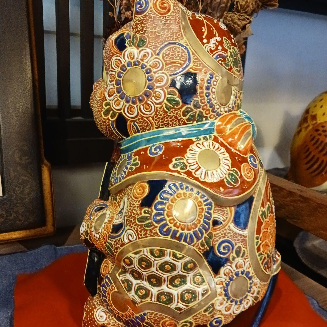 招き猫 陶器九谷焼色盛り上げ高さ29cm