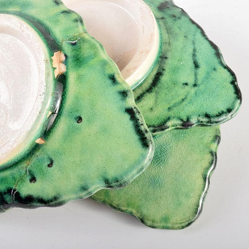 讃岐源内焼　交趾焼　三彩釉　菊文茶托　五客　M　R4637