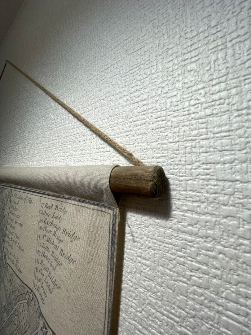 パリ古地図 布製タペストリー スクロール壁掛け 木製バー